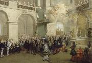 Nicolas Lancret La remise de l'Ordre du Saint-Esprit dans la chapelle de Versailles France oil painting artist